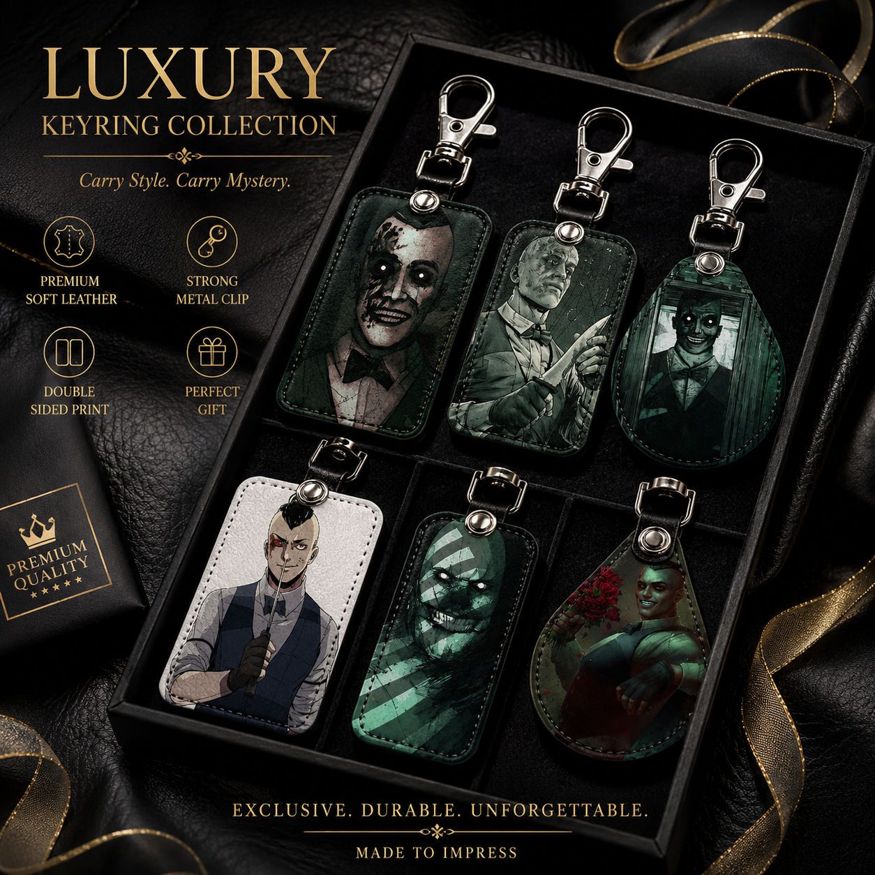 game Horror Eddie Gluskin Outlast Keychain Holder Suitable For Subway Bank Card Bus Card Case Badge Holder Wallet Card Textured