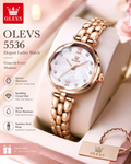 OLEVS 5536 Brand Beautiful Women's Watches Prism Mirror Waterproof Fashion Quartz Watch for Rose Genuine Date Ladies Wristwatch