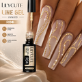 LILYCUTE 5ML Champagne Gold Reflective Glitter Liner Gel Nail Polish Bright Sparkling French Semi Permanent Nail Painting UV Gel