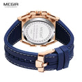 MEGIR Watch Men Blue Silicone Strap Quartz Watches Fashion Waterproof Chronograph WristWatch Man часы мужские relogio masculino