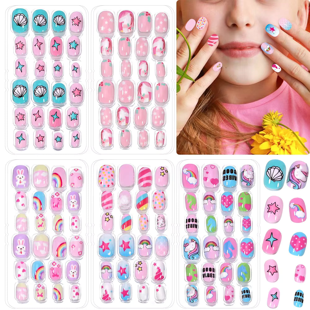 120-Piece 5-Set Candy Kids Press-On Nails Child Nail