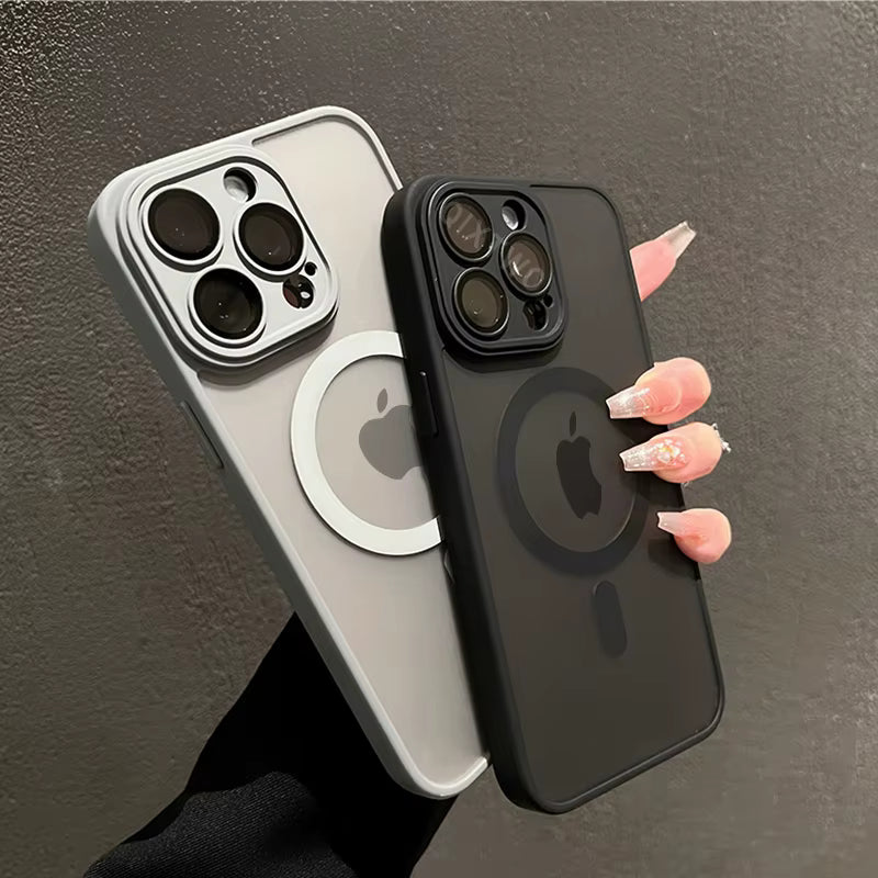 Luxury Matte Armor For Magsafe Magnetic Wireless Charging Case For iPhone 11 12 13 14 15 16 17 Air Pro Max Plus Shockproof Cover