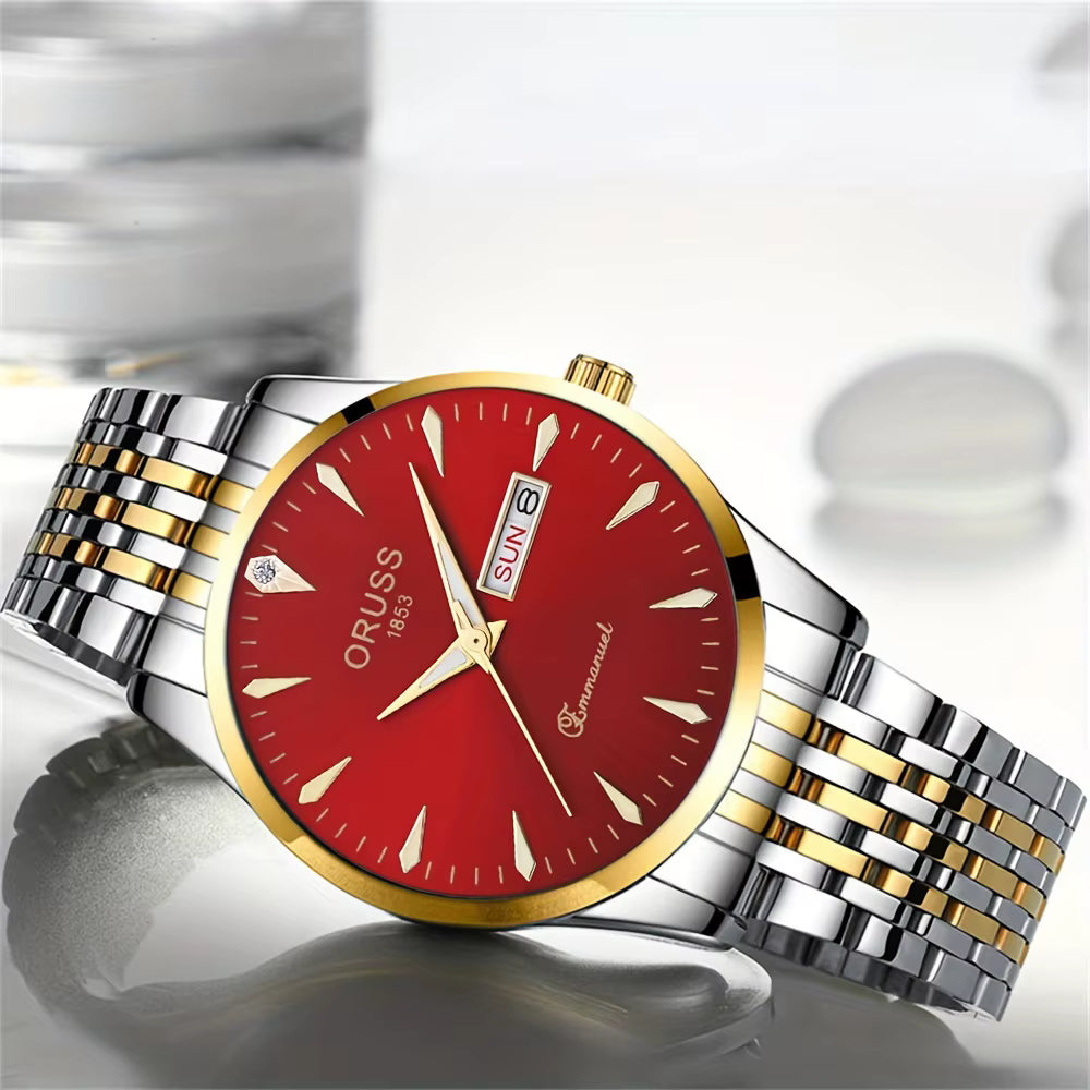 New men's watches High-end watches Men's business trend Sports leisure dual calendar Durable steel strap watch