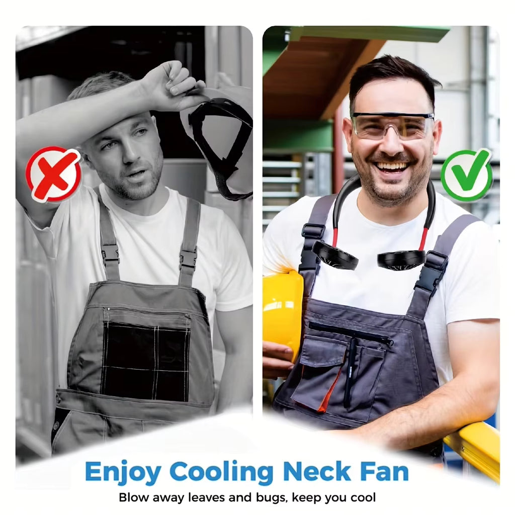 USB Rechargeable Mini Sports 3-Speed Adjustable Neck Dual Fan Home OfficeOutdoor Travel Portable Hanging Neck Fan