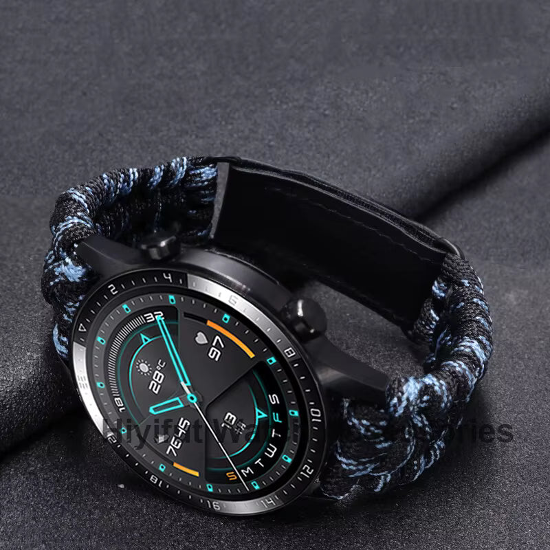 20 22mm Braided Flat Head Universal Watchband Colorful Velcro Style For Galaxy Watch 3/4/5 41/45mm 40/44 42/46mm Gear S3 Band