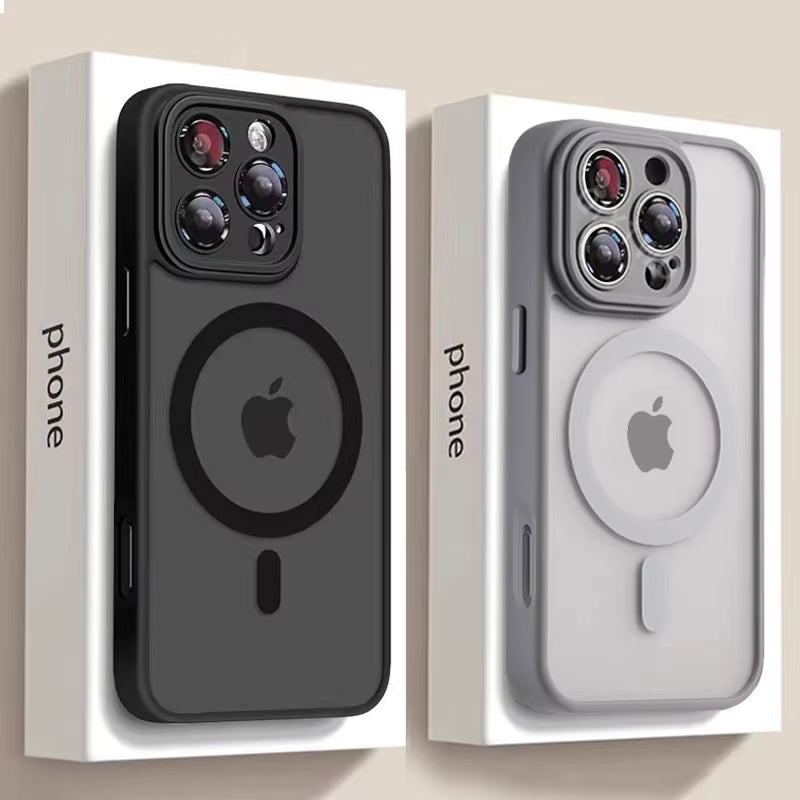 Luxury Matte Armor For Magsafe Magnetic Wireless Charging Case For iPhone 11 12 13 14 15 16 17 Air Pro Max Plus Shockproof Cover