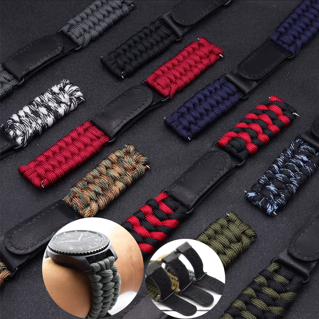 20 22mm Braided Flat Head Universal Watchband Colorful Velcro Style For Galaxy Watch 3/4/5 41/45mm 40/44 42/46mm Gear S3 Band