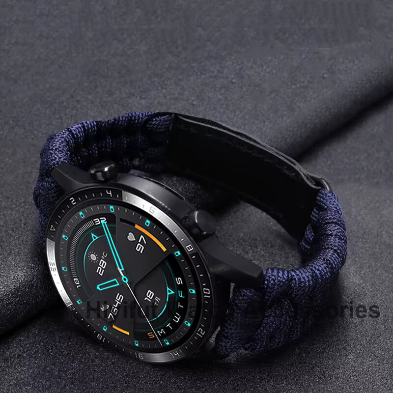 20 22mm Braided Flat Head Universal Watchband Colorful Velcro Style For Galaxy Watch 3/4/5 41/45mm 40/44 42/46mm Gear S3 Band