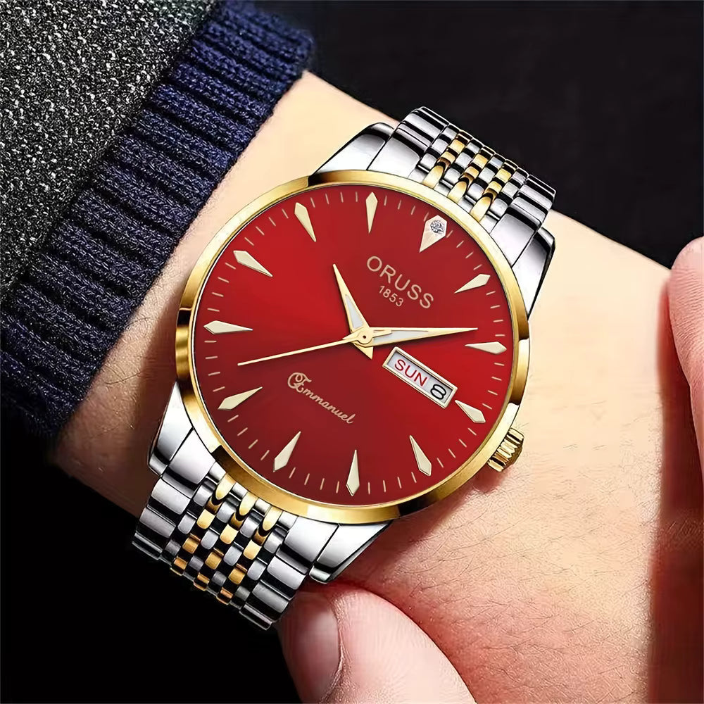 New men's watches High-end watches Men's business trend Sports leisure dual calendar Durable steel strap watch