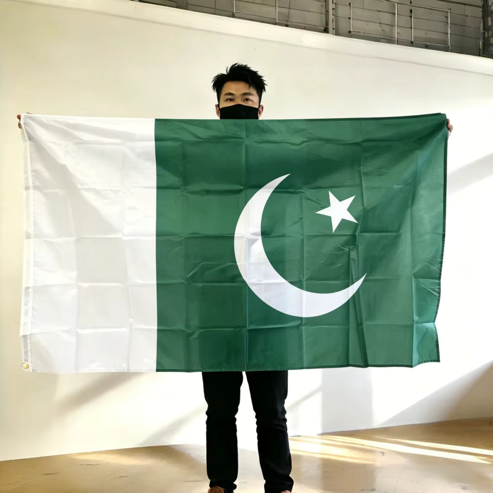 FlagGo Pakistan Flag 150x90cm 3x5 FT Green White Crescent Moon Star Polyester Double Stitched Outdoor Indoor Decoration