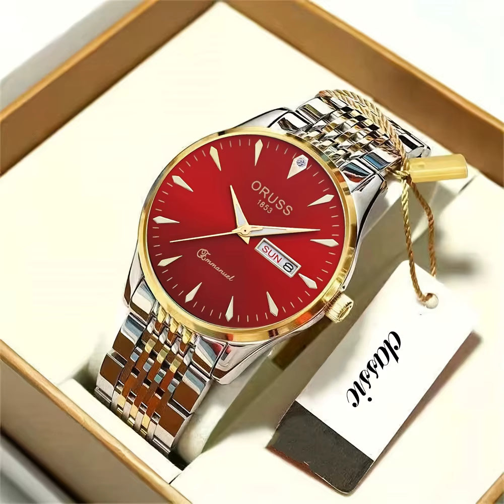 New men's watches High-end watches Men's business trend Sports leisure dual calendar Durable steel strap watch