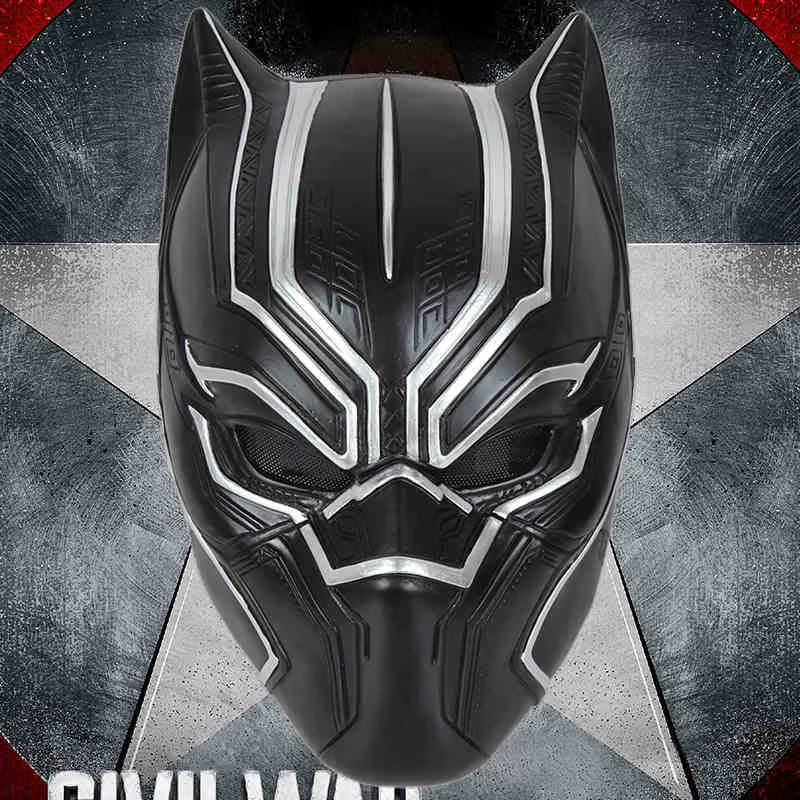 Adult Halloween Party Cosplay Black Panther Mask Silicone Realistic Mask Helmet Movie Cosplay Superhero Props Panther Hood