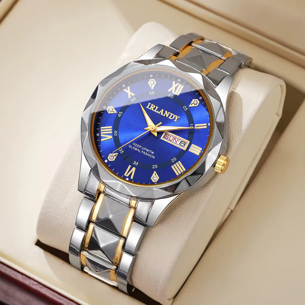 Luxury Men Business Watches Fashion Stainless Steel Band Roma Dial Quartz Watches for Men Clock Reloj Hombre（Without Box）