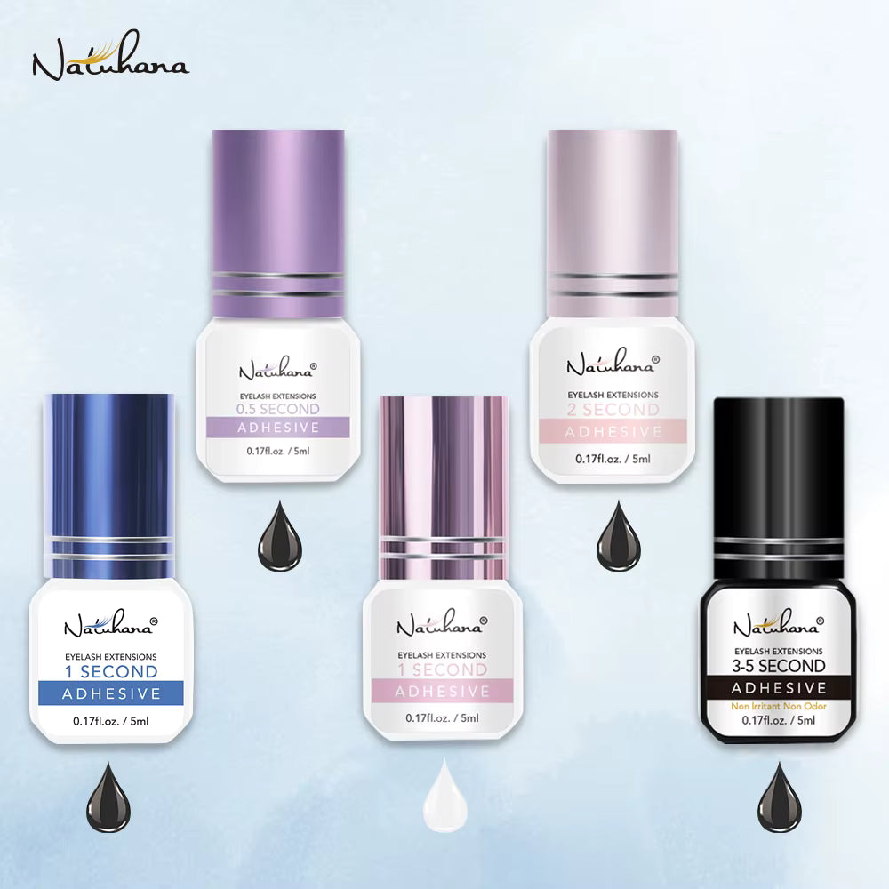NATUHANA 5ml 1 Second Fast Drying Strong False Eye Lash Extension Glue Adhesive Retention 5-7 Weeks Low Smell Mink Eyelash Glue