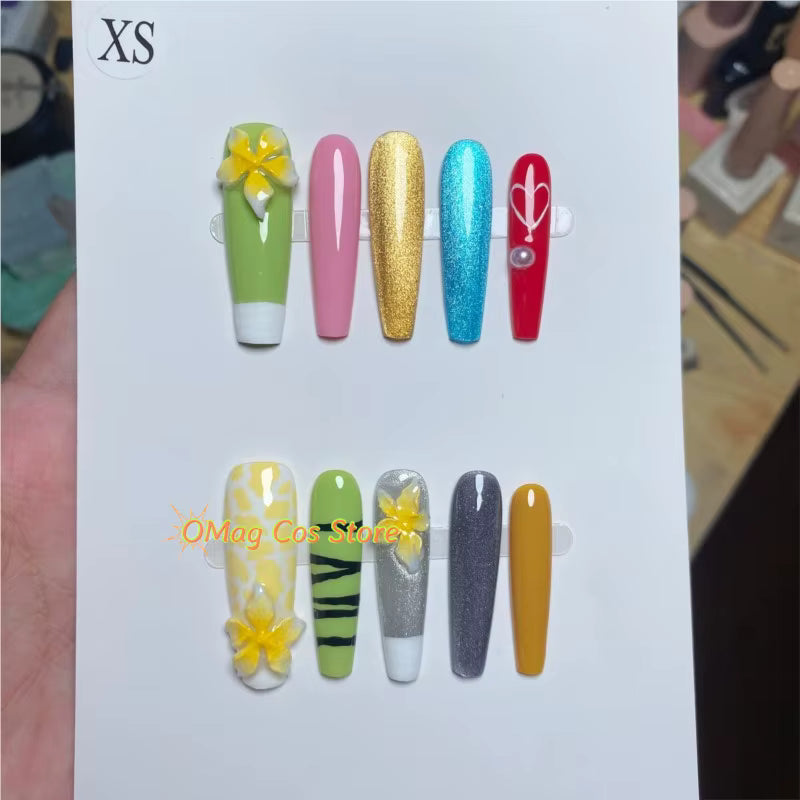 Girls Band Cry Anon Subaru Showa Gal Cat Eye Press On Nails Cosplay Accessory Anime Music Band Gradient Color Press On Nail Art