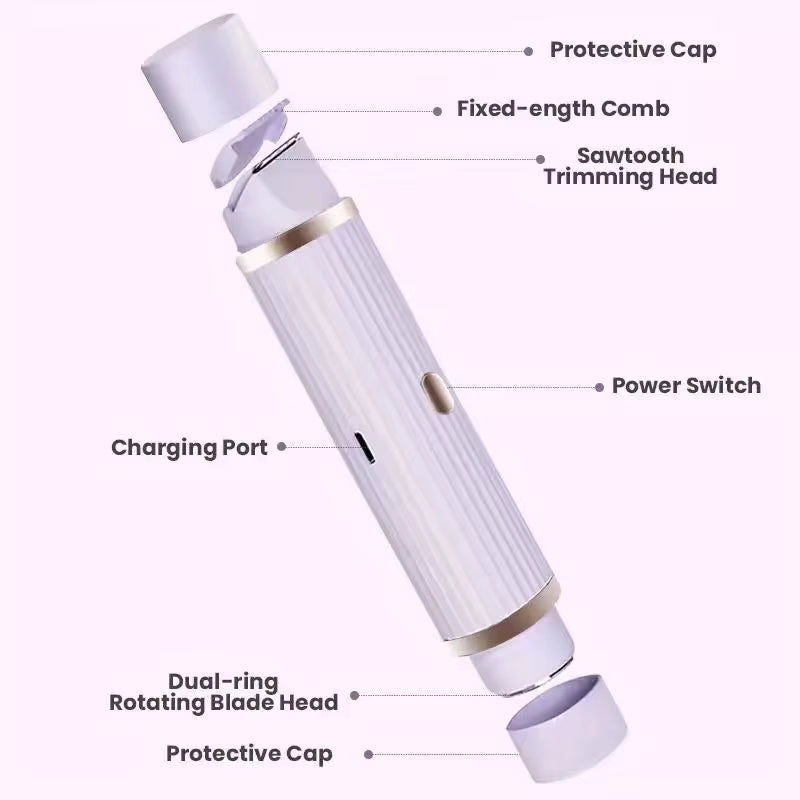 Electric shaver, portable hair removal device, rechargeable electric shaver, painless 2-in-1 dual head shaver