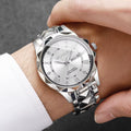 Luxury Men Business Watches Fashion Stainless Steel Band Roma Dial Quartz Watches for Men Clock Reloj Hombre（Without Box）