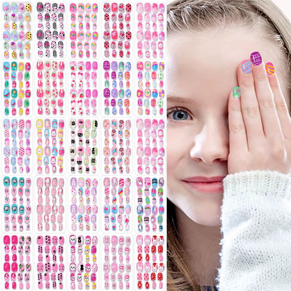 120-Piece 5-Set Candy Kids Press-On Nails Child Nail