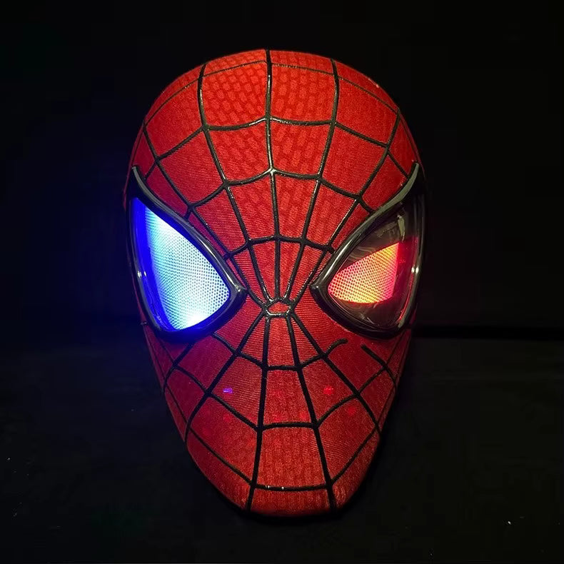 Amazing Spider Man Figure Mask Wearable Headgear Helmet With Ring Control Eye Light Cosplay Props Collection Model Toy Gift 1:1