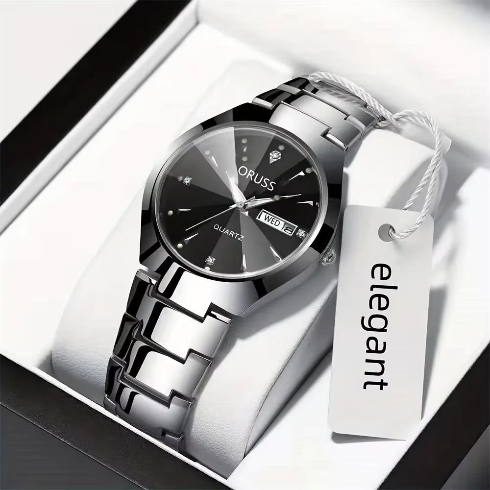 1/2pcs Couples Dial Cutting Quartz Watch Business Fashion Analog Calendar Wrist Watch Valentines Gift For Men Women Date Watch