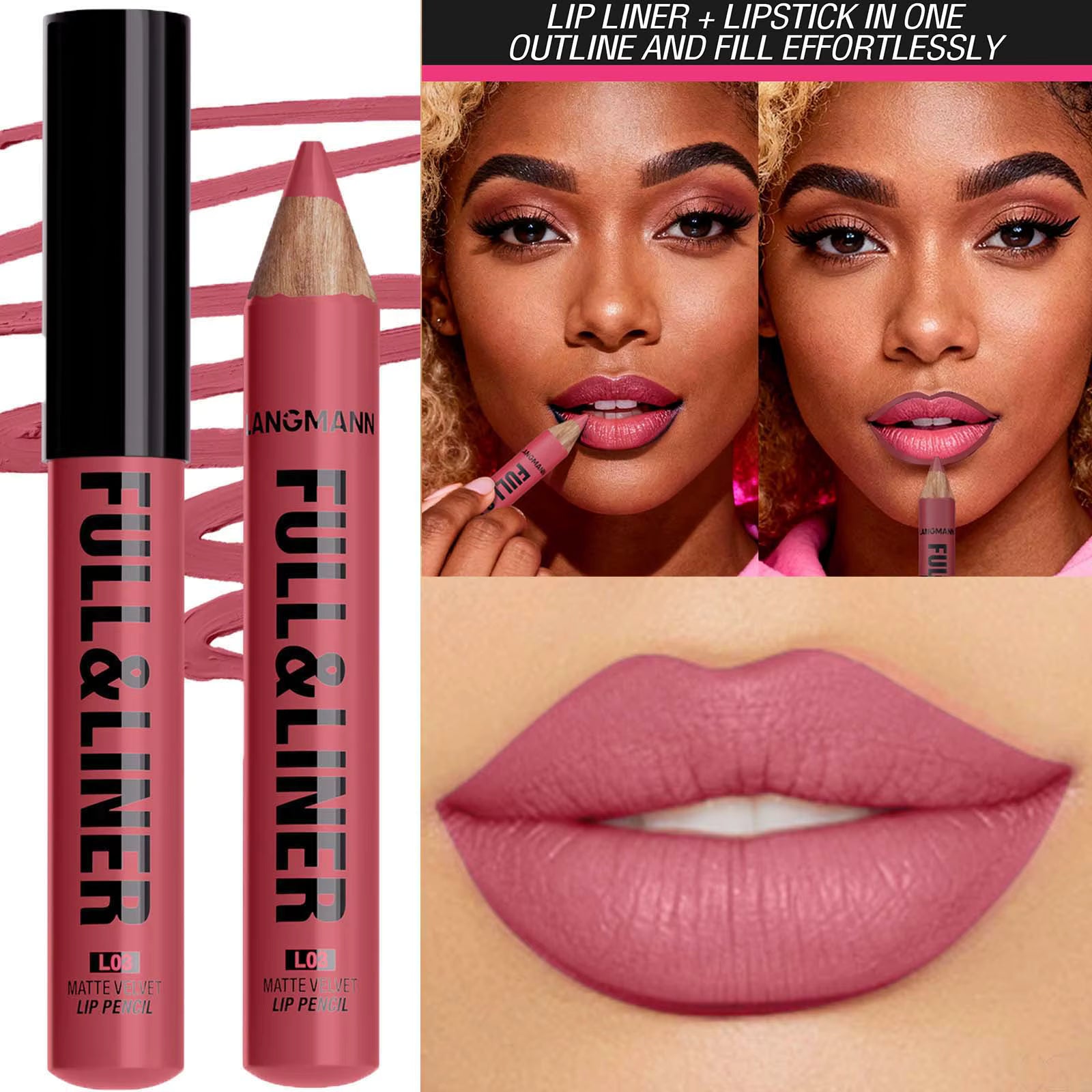 Top On Sale Product Recommendations! 12 Colors Wooden Matte Lip Liner Pencil Nude Brown Matte Long-lasting Waterproof Lip Contour Makeup