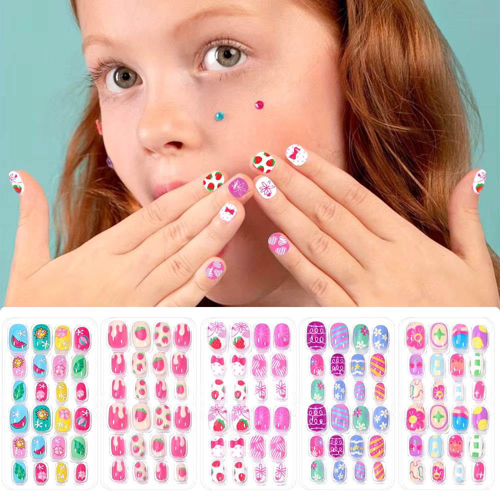 120-Piece 5-Set Candy Kids Press-On Nails Child Nail