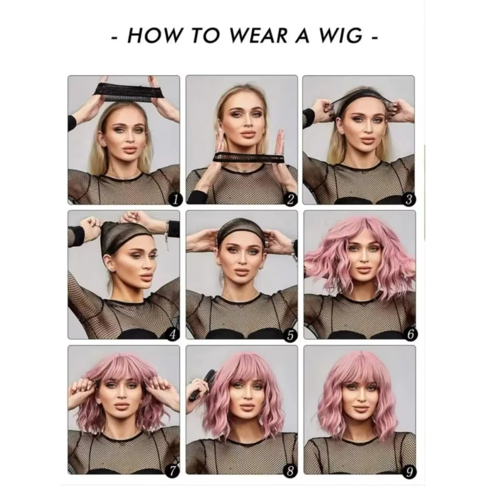 Woman Daily Clothing Match Straight Black Long Hair Ball Evening Dress Dress Up Curtain Bangs Headgear Party Lady Synthetic Wig