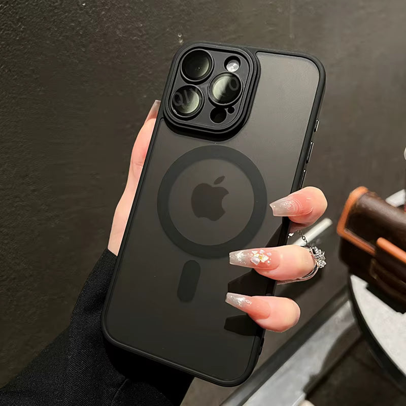 Luxury Matte Armor For Magsafe Magnetic Wireless Charging Case For iPhone 11 12 13 14 15 16 17 Air Pro Max Plus Shockproof Cover