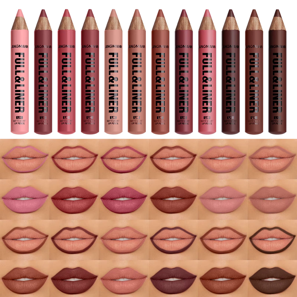 Top On Sale Product Recommendations! 12 Colors Wooden Matte Lip Liner Pencil Nude Brown Matte Long-lasting Waterproof Lip Contour Makeup