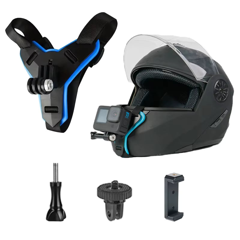 Motorcycle Helmet Front Chin Stand Camera Holder for GoPro Hero DJI Osmo Action Insta360 Action Camera Accessorie Helmet Strap