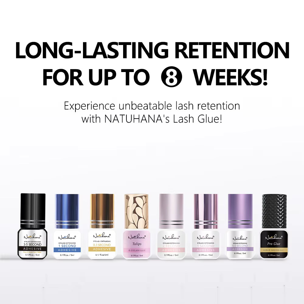 NATUHANA 5ml 1 Second Fast Drying Strong False Eye Lash Extension Glue Adhesive Retention 5-7 Weeks Low Smell Mink Eyelash Glue