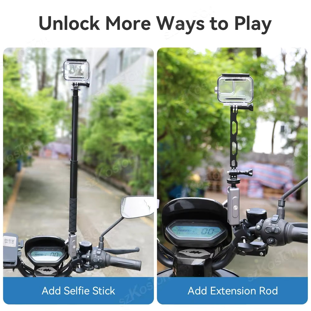 Motorcycle Handlebar Clip Holder Bicycle Bike Seatpost Clamp for Gopro 12 11 10 9 8 7 Insta360 X3 X4 Action Camera Accessories