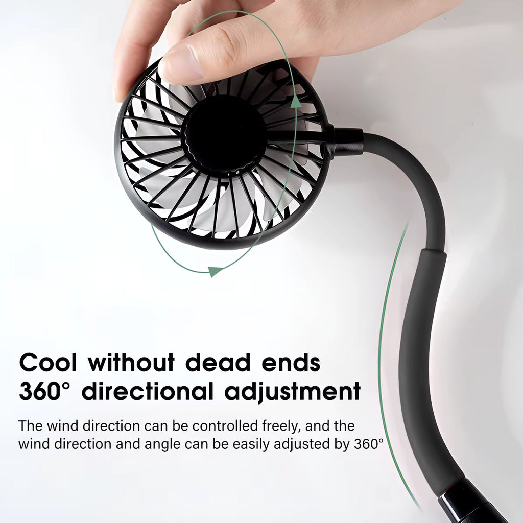 USB Rechargeable Mini Sports 3-Speed Adjustable Neck Dual Fan Home OfficeOutdoor Travel Portable Hanging Neck Fan