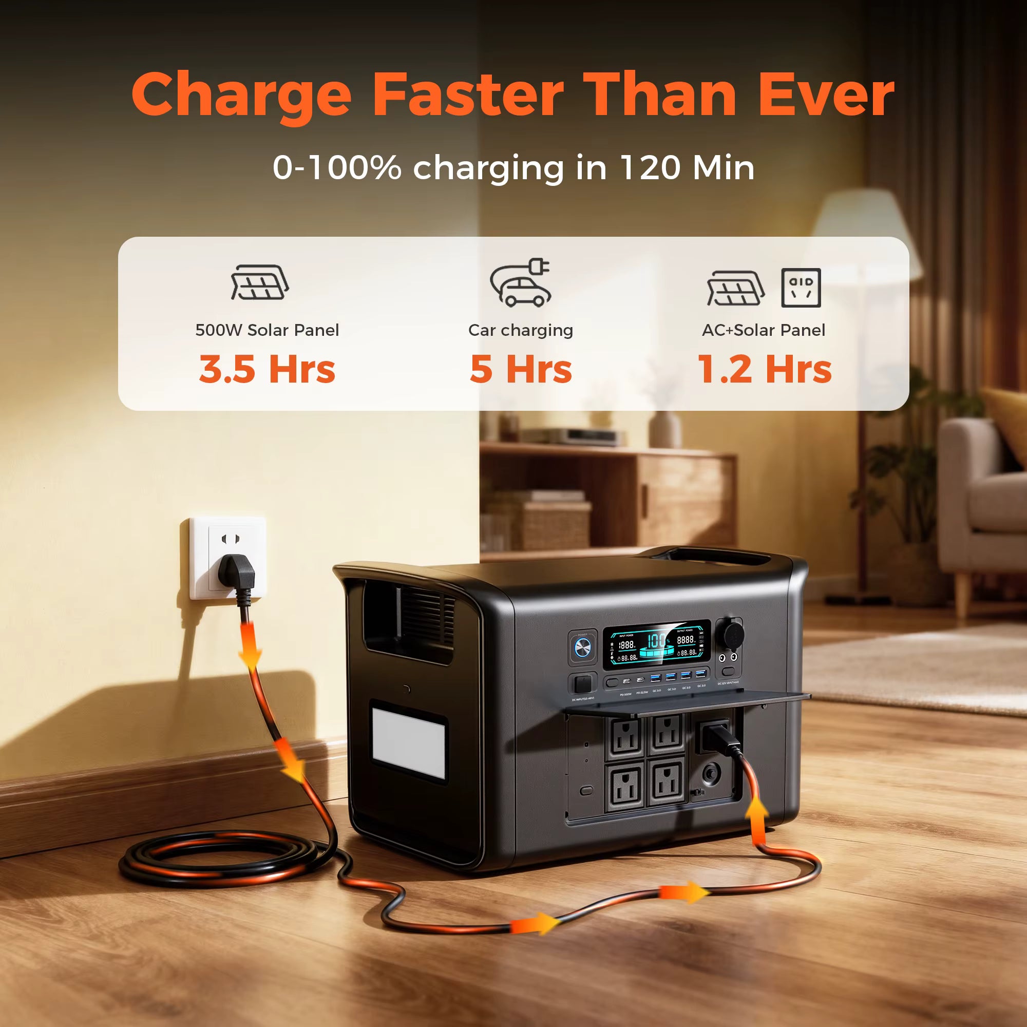 CTOLITY AP2000 2400W Portable Solar Generator 2048Wh Lifepo4 Battery Power Station AC Outlets Pure Sinve Wave emergency Supply