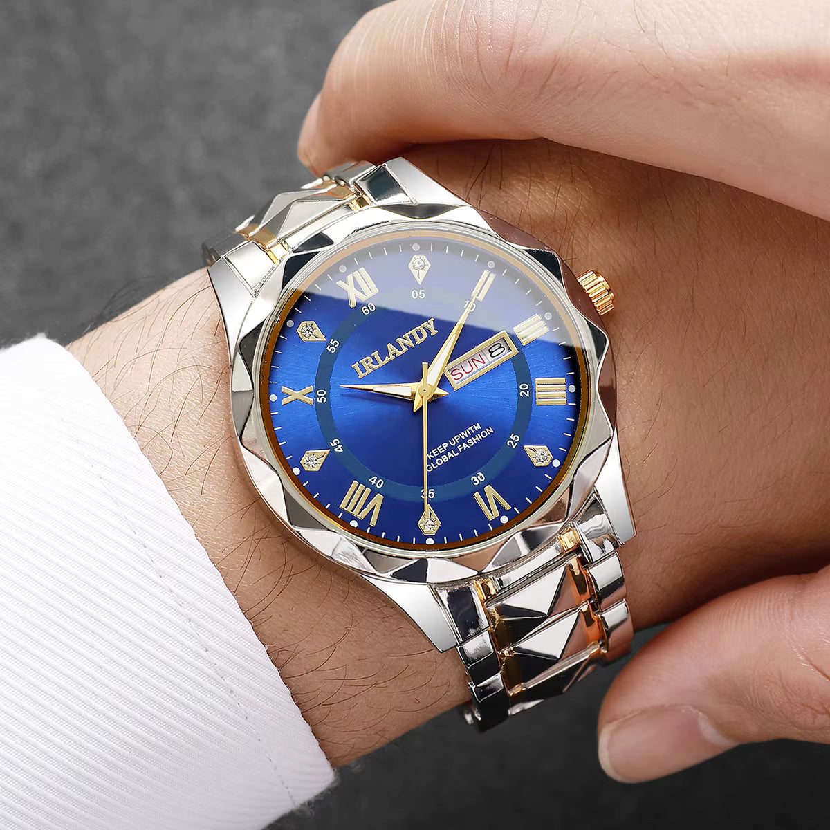 Luxury Men Business Watches Fashion Stainless Steel Band Roma Dial Quartz Watches for Men Clock Reloj Hombre（Without Box）