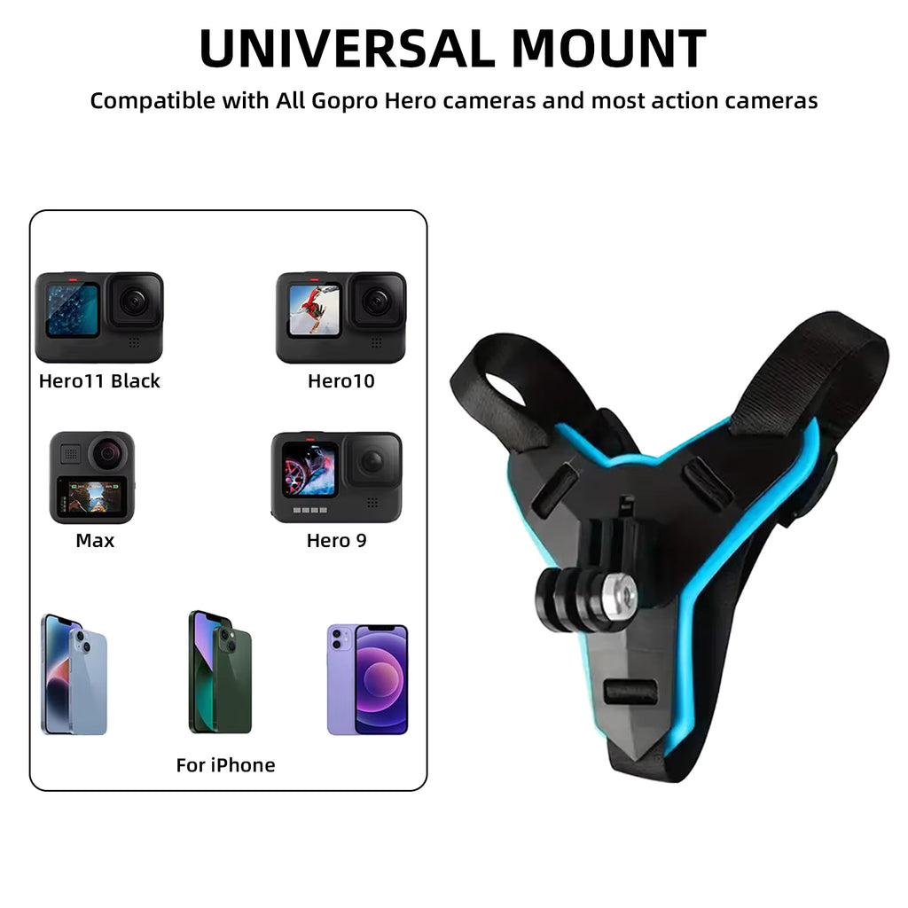 Motorcycle Helmet Front Chin Stand Camera Holder for GoPro Hero DJI Osmo Action Insta360 Action Camera Accessorie Helmet Strap