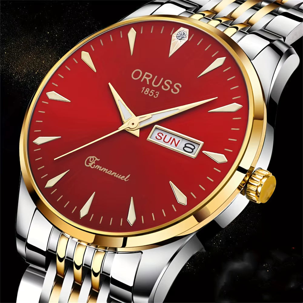 New men's watches High-end watches Men's business trend Sports leisure dual calendar Durable steel strap watch