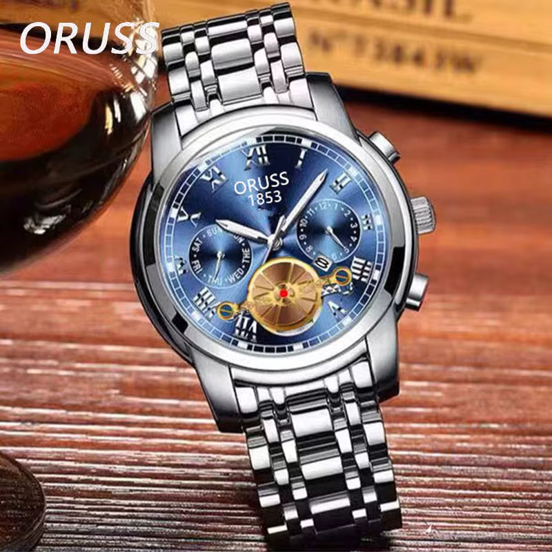 ORUSS Top Brand Hot Men Watches Luxury Waterproof Date Clock Male Quartz Watch Steel Strap Fashion Sports Men's WristWatch