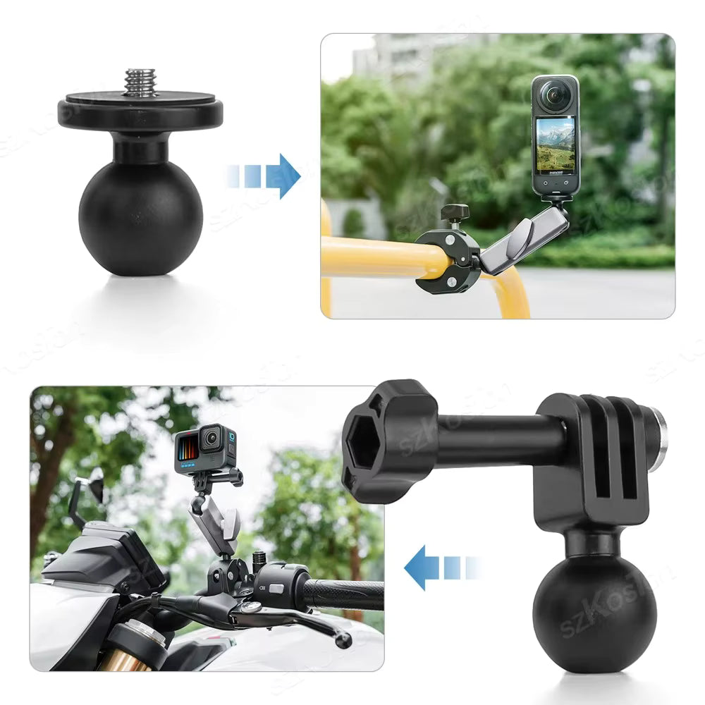 Motorcycle Handlebar Clip Holder Bicycle Bike Seatpost Clamp for Gopro 12 11 10 9 8 7 Insta360 X3 X4 Action Camera Accessories