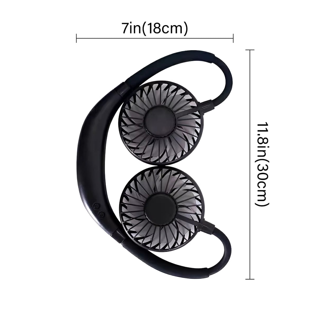 USB Rechargeable Mini Sports 3-Speed Adjustable Neck Dual Fan Home OfficeOutdoor Travel Portable Hanging Neck Fan