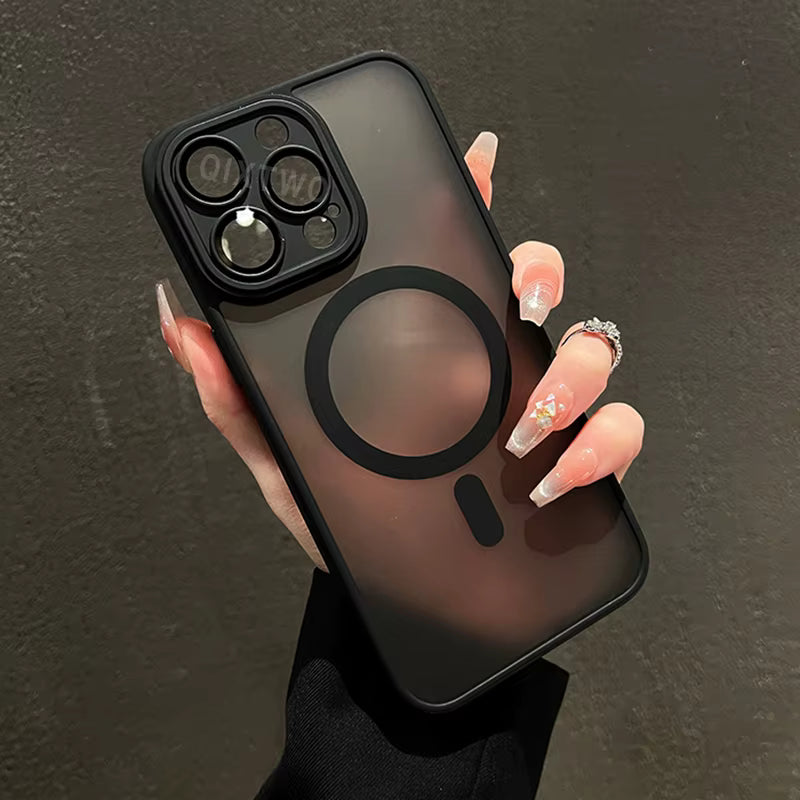 Luxury Matte Armor For Magsafe Magnetic Wireless Charging Case For iPhone 11 12 13 14 15 16 17 Air Pro Max Plus Shockproof Cover
