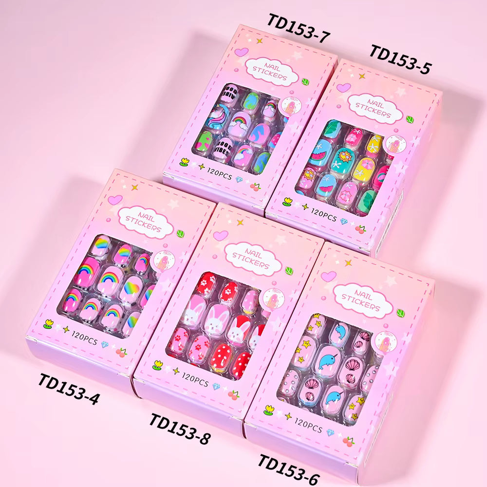 120-Piece 5-Set Candy Kids Press-On Nails Child Nail
