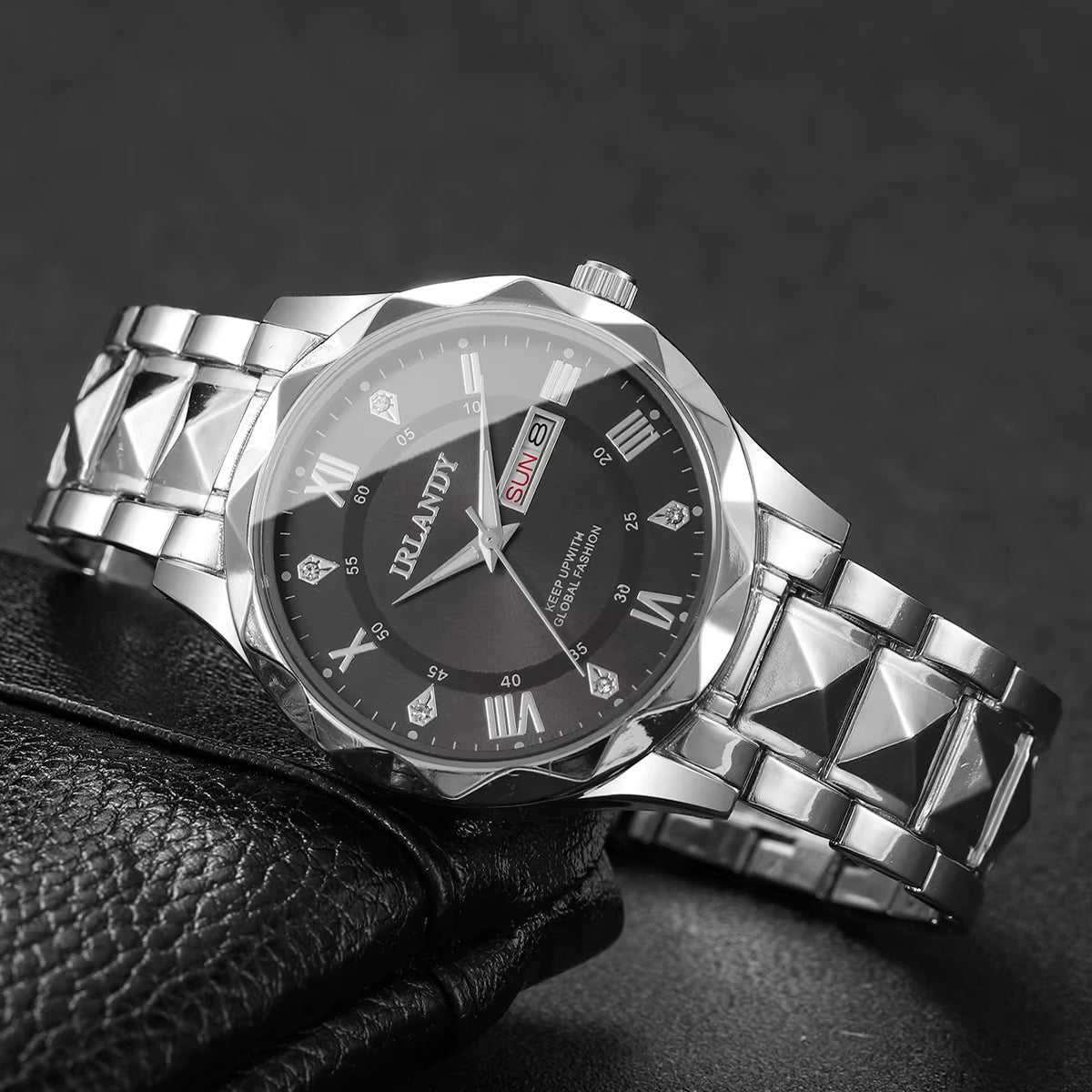 Luxury Men Business Watches Fashion Stainless Steel Band Roma Dial Quartz Watches for Men Clock Reloj Hombre（Without Box）