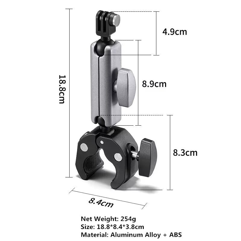 Motorcycle Handlebar Clip Holder Bicycle Bike Seatpost Clamp for Gopro 12 11 10 9 8 7 Insta360 X3 X4 Action Camera Accessories