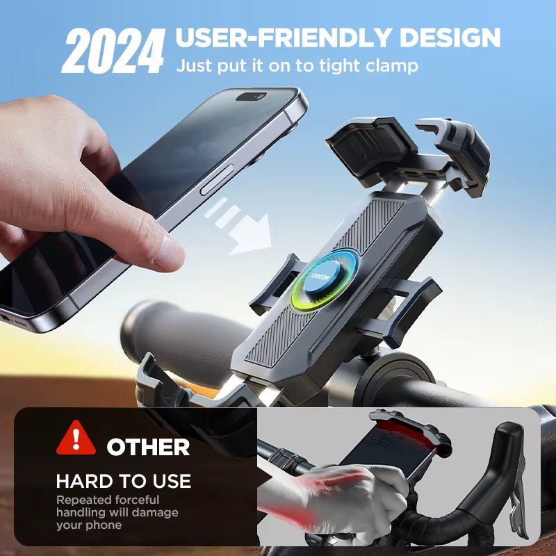 Joyroom Motorcycle Phone Mount Upgrade Bike Phone Holder Ultra-Stable Bicycle Phone Mount Handlebar Cell Phone Clamp for Scooter